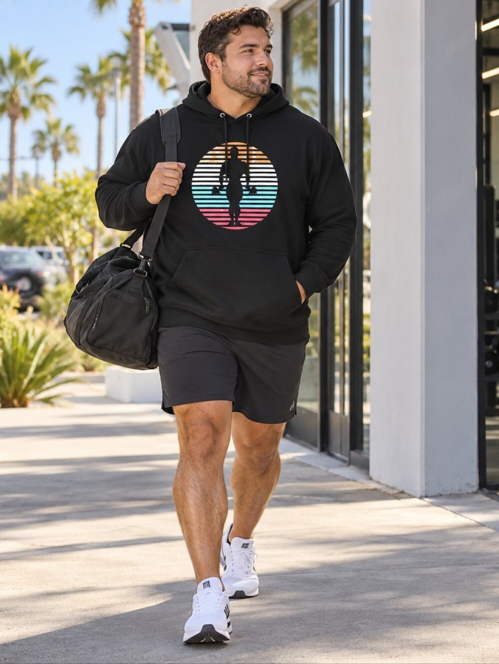 Gold's Gym Black Graphic Pullover Hoodie Sweatshirt Workout Casual Men's XL NWT